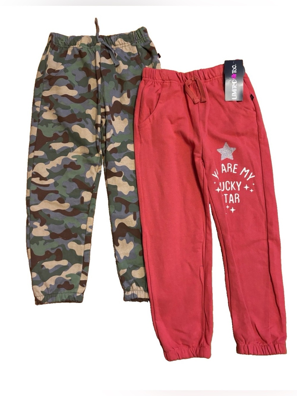 Limited Too Girls 2-Pack Sweatpants 1 Camo & 1 Solid W/You Are My Lucky Star -6